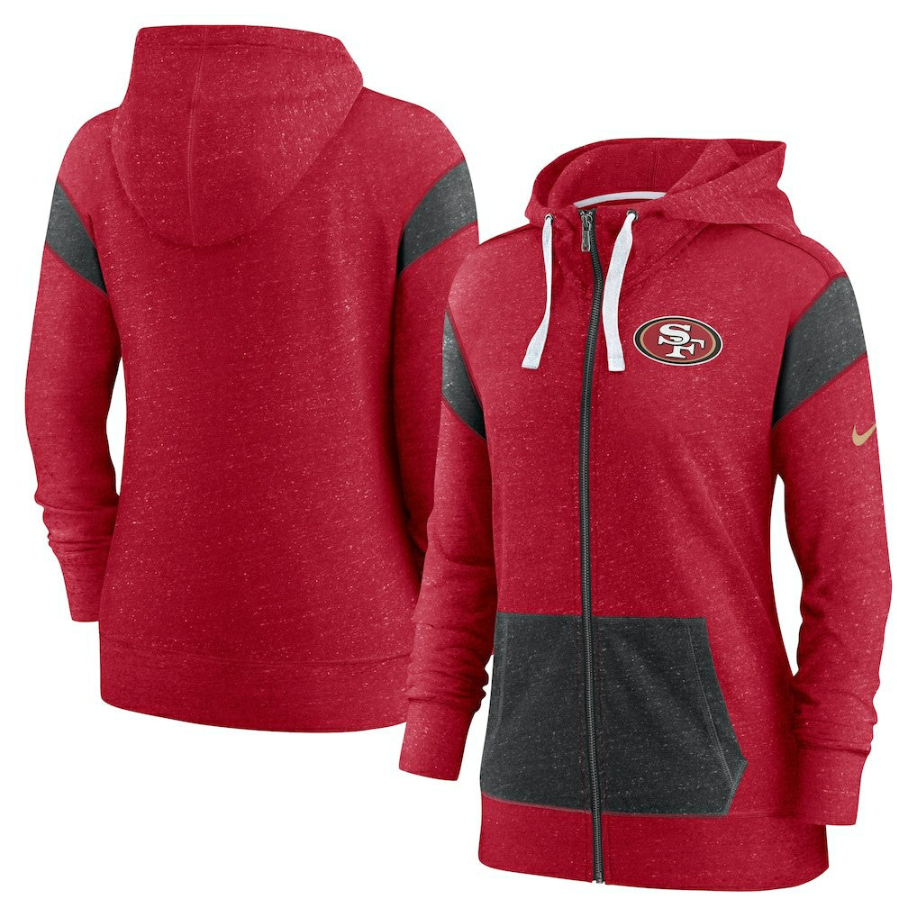 San Francisco 49ers Women's Monaco Lightweight Full-Zip Hoodie - Scarlet/Heather Black - Nike