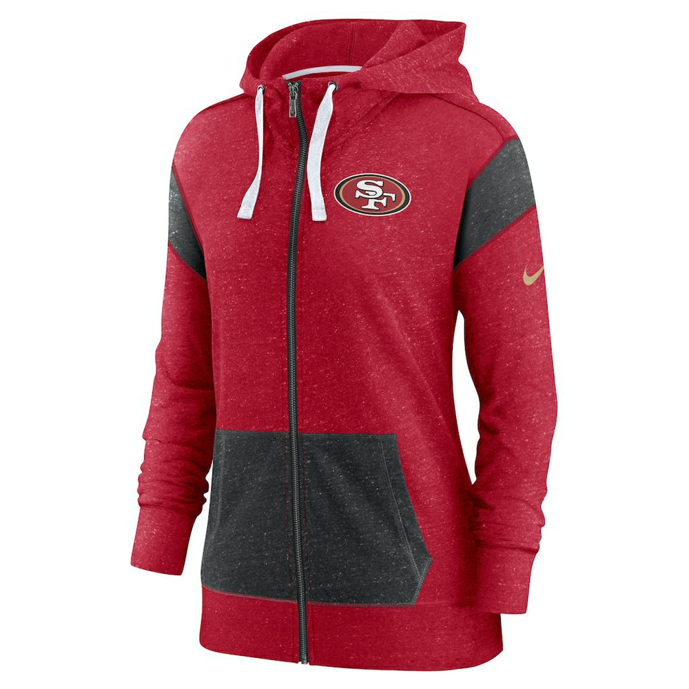 San Francisco 49ers Women's Monaco Lightweight Full-Zip Hoodie - Scarlet/Heather Black - Nike