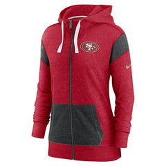 San Francisco 49ers Women's Monaco Lightweight Full-Zip Hoodie - Scarlet/Heather Black - Nike