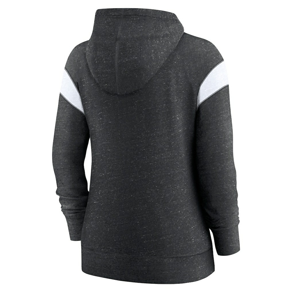 New Orleans Saints Women's Plus Size Monaco Full-Zip Lightweight Hoodie - Heather Black/White - Nike