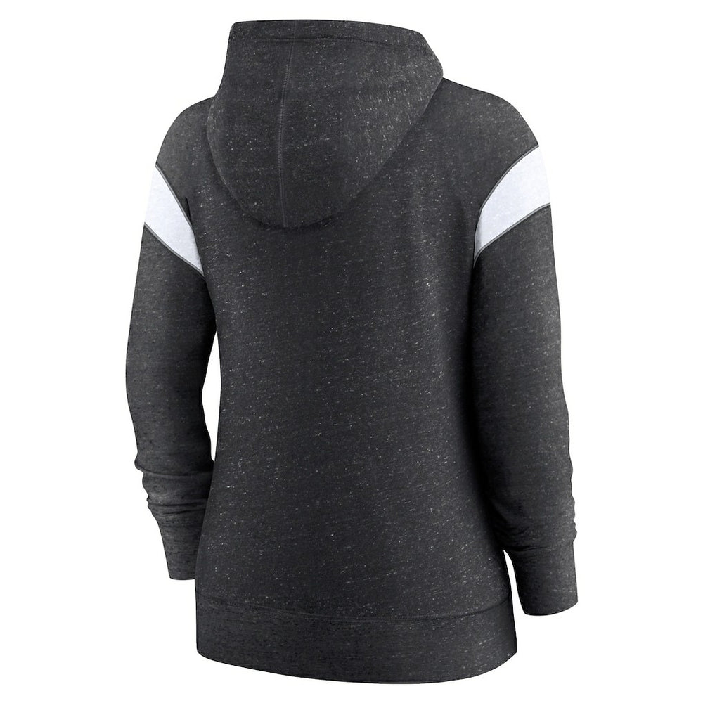 Las Vegas Raiders Women's Plus Size Monaco Full-Zip Lightweight Hoodie - Heather Black/White - Nike