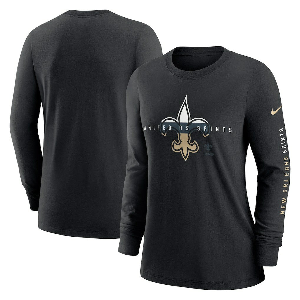 New Orleans Saints Women's Prime Split Long Sleeve T-Shirt - Black - Nike