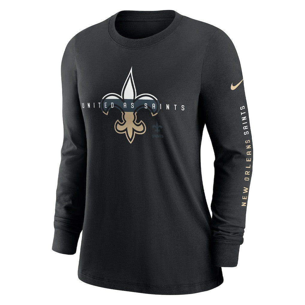 New Orleans Saints Women's Prime Split Long Sleeve T-Shirt - Black - Nike