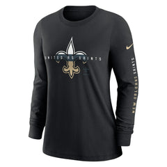 New Orleans Saints Women's Prime Split Long Sleeve T-Shirt - Black - Nike
