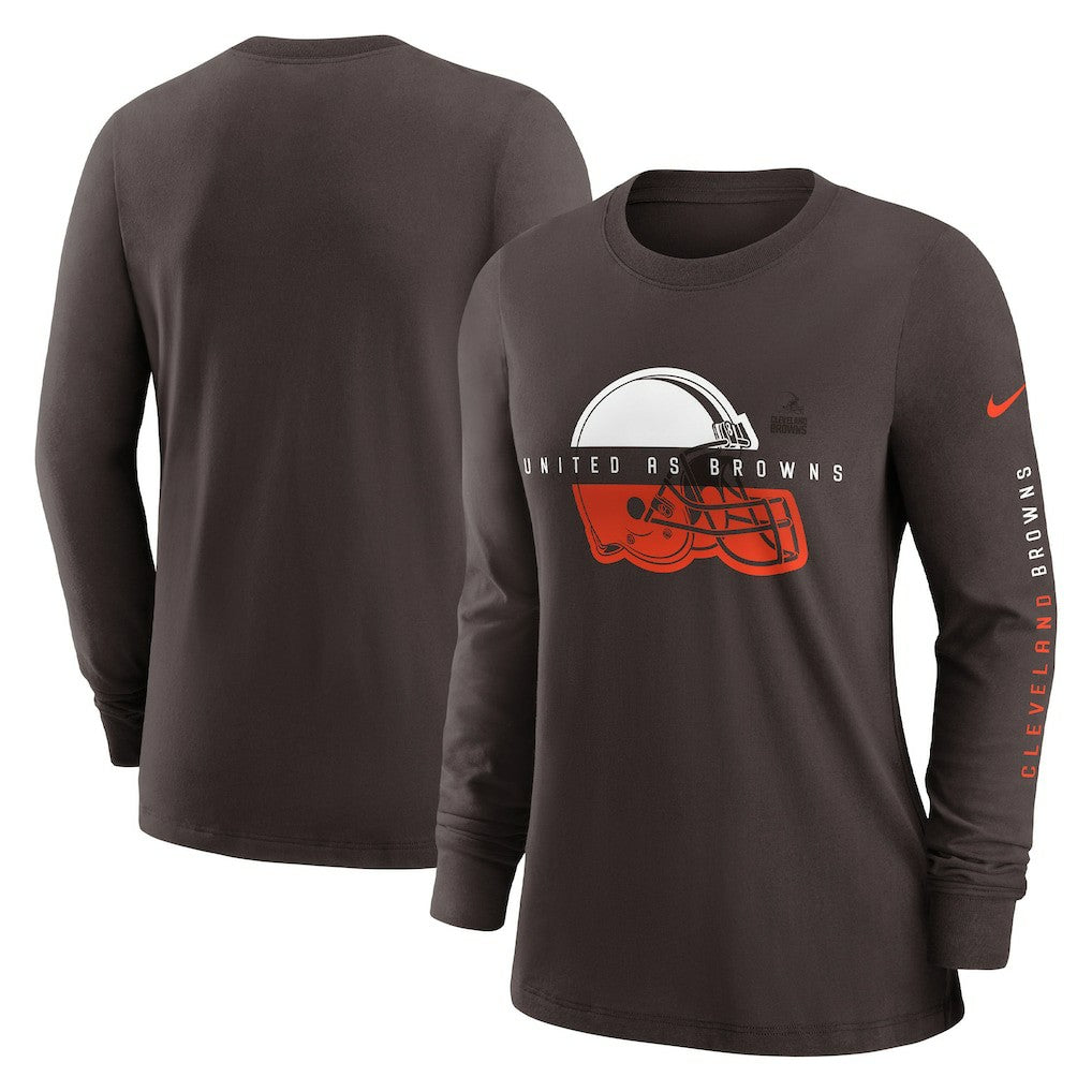 Cleveland Browns Women's Prime Split Long Sleeve T-Shirt - Brown - Nike