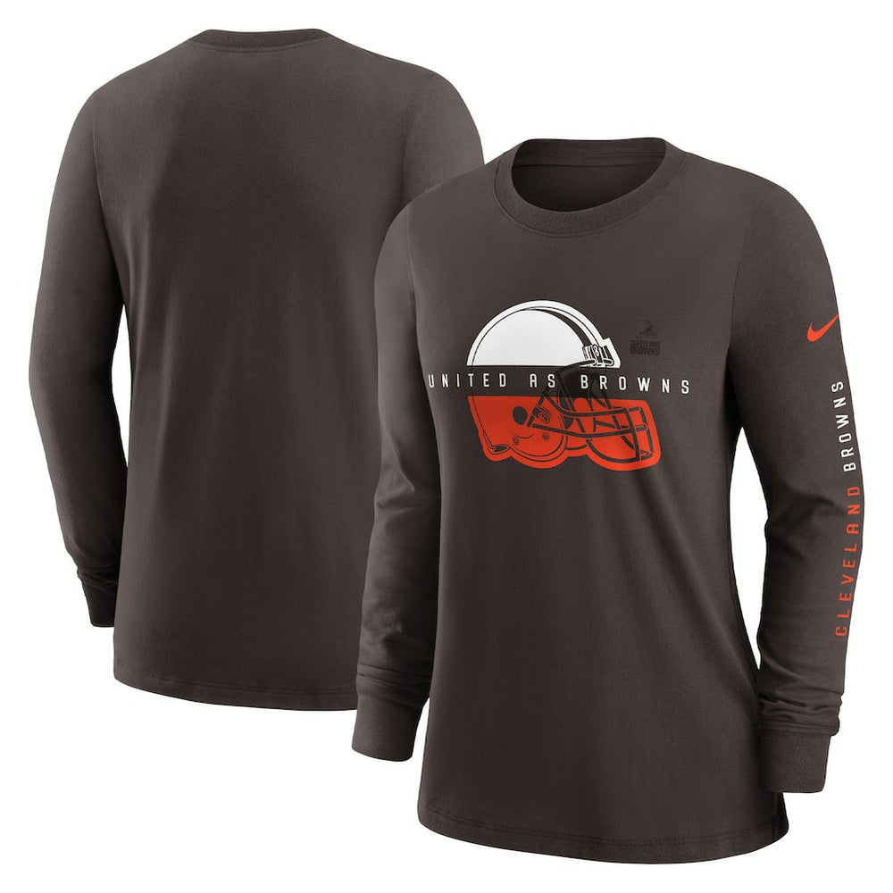 Cleveland Browns Women's Prime Split Long Sleeve T-Shirt - Brown - Nike