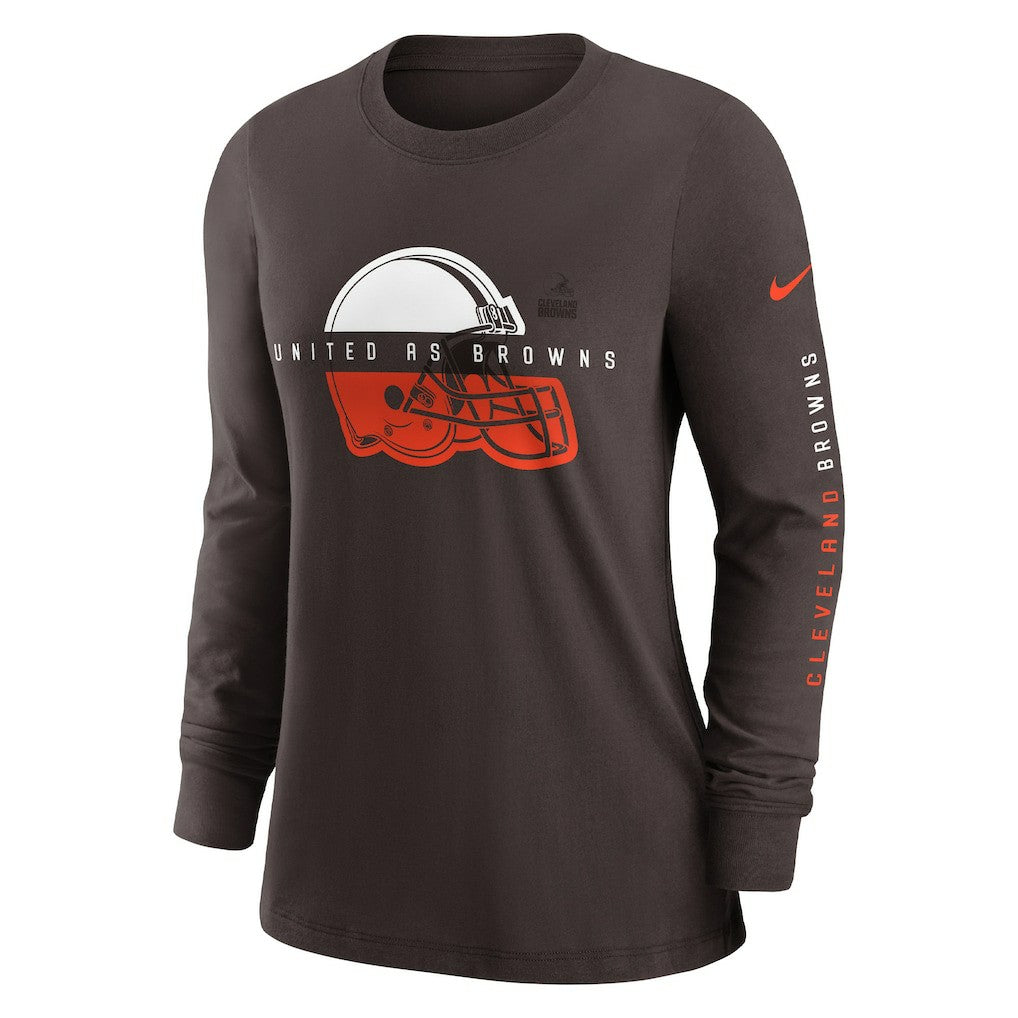 Cleveland Browns Women's Prime Split Long Sleeve T-Shirt - Brown - Nike