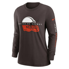 Cleveland Browns Women's Prime Split Long Sleeve T-Shirt - Brown - Nike
