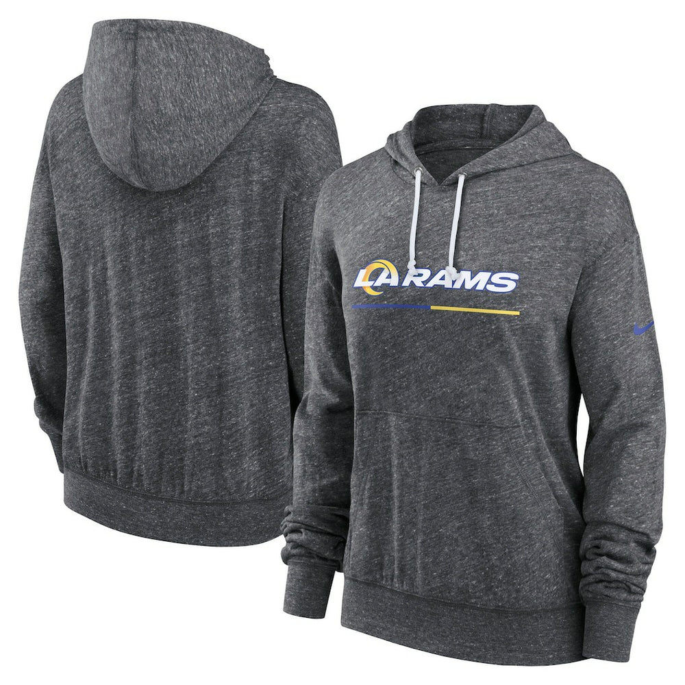 Los Angeles Rams Women's Team Spirit Gym Vintage Lightweight Hoodie Top - Heather Charcoal - Nike