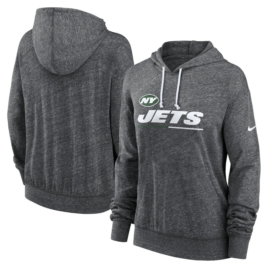 New York Jets Women's Team Spirit Gym Vintage Lightweight Hoodie Top - Heather Charcoal - Nike