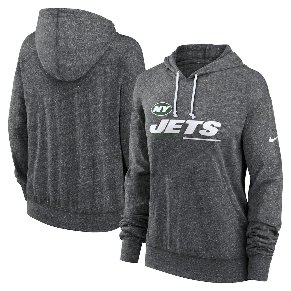 New York Jets Women's Team Spirit Gym Vintage Lightweight Hoodie Top - Heather Charcoal - Nike