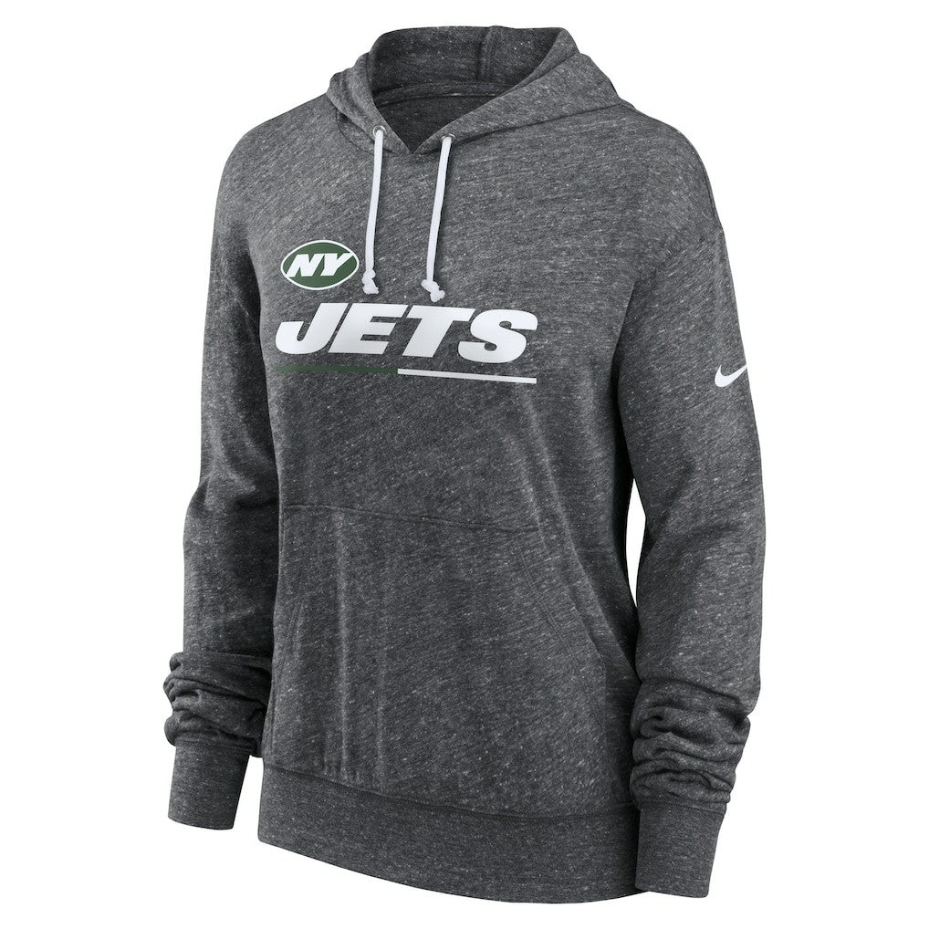 New York Jets Women's Team Spirit Gym Vintage Lightweight Hoodie Top - Heather Charcoal - Nike