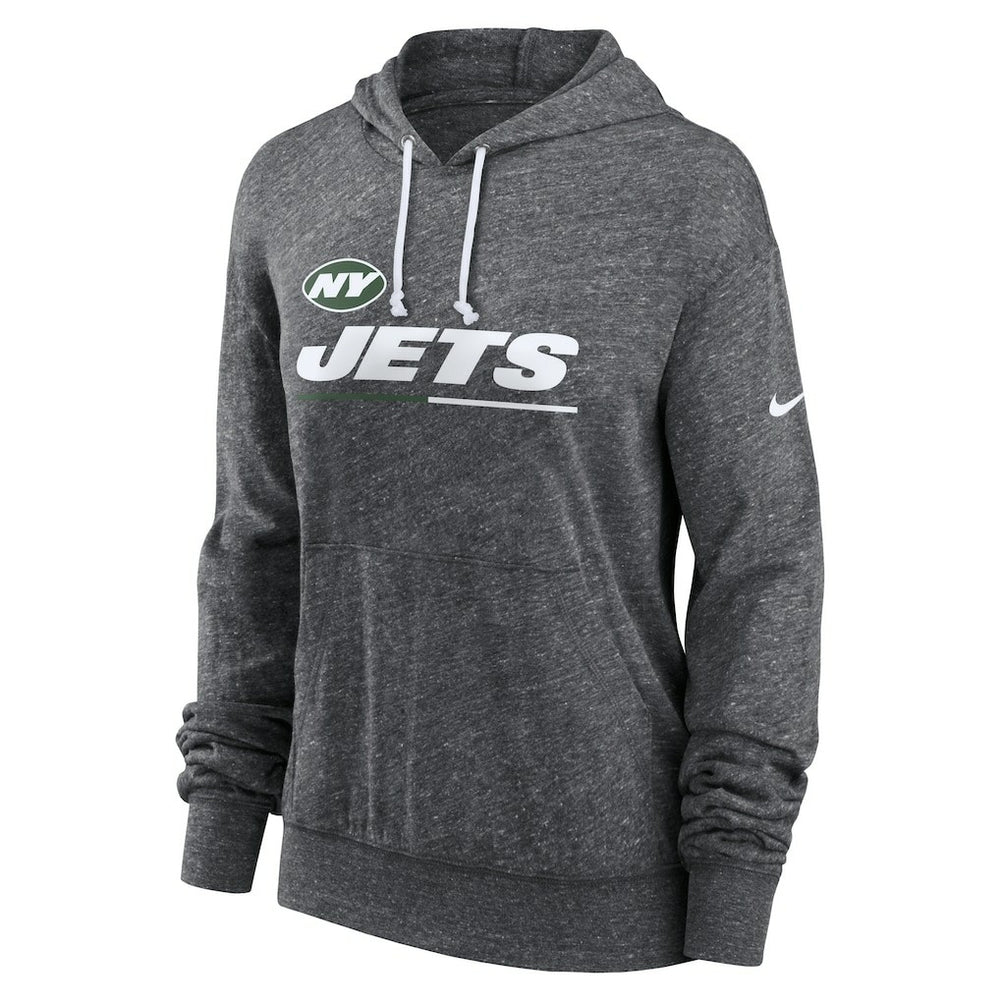 New York Jets Women's Team Spirit Gym Vintage Lightweight Hoodie Top - Heather Charcoal - Nike
