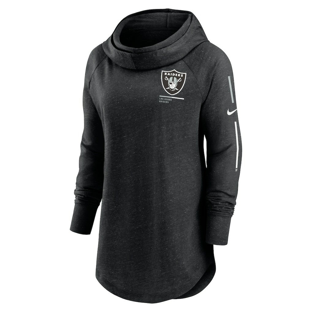 Las Vegas Raiders Women's Minimal Statement Lightweight Raglan Funnel Neck Pullover Hoodie - Black - Nike