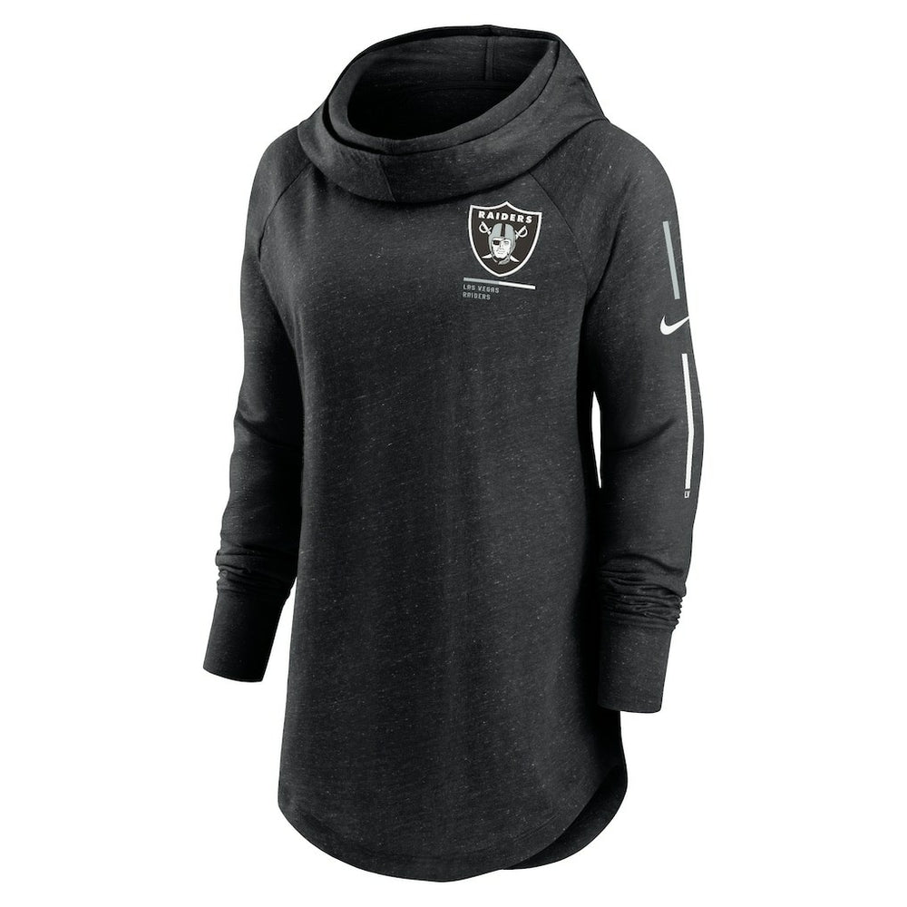 Las Vegas Raiders Women's Minimal Statement Lightweight Raglan Funnel Neck Pullover Hoodie - Black - Nike