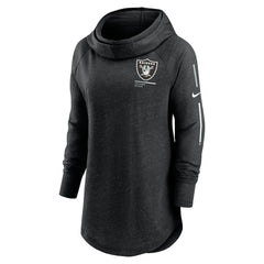 Las Vegas Raiders Women's Minimal Statement Lightweight Raglan Funnel Neck Pullover Hoodie - Black - Nike