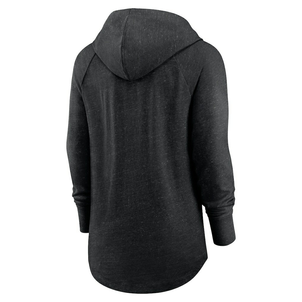 Las Vegas Raiders Women's Minimal Statement Lightweight Raglan Funnel Neck Pullover Hoodie - Black - Nike
