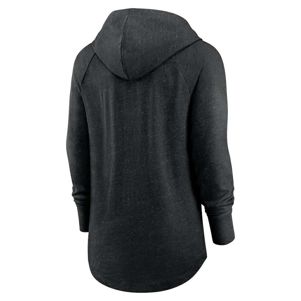 Las Vegas Raiders Women's Minimal Statement Lightweight Raglan Funnel Neck Pullover Hoodie - Black - Nike