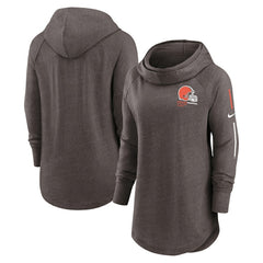 Cleveland Browns Women's Minimal Statement Lightweight Raglan Funnel Neck Pullover Hoodie - Brown - Nike