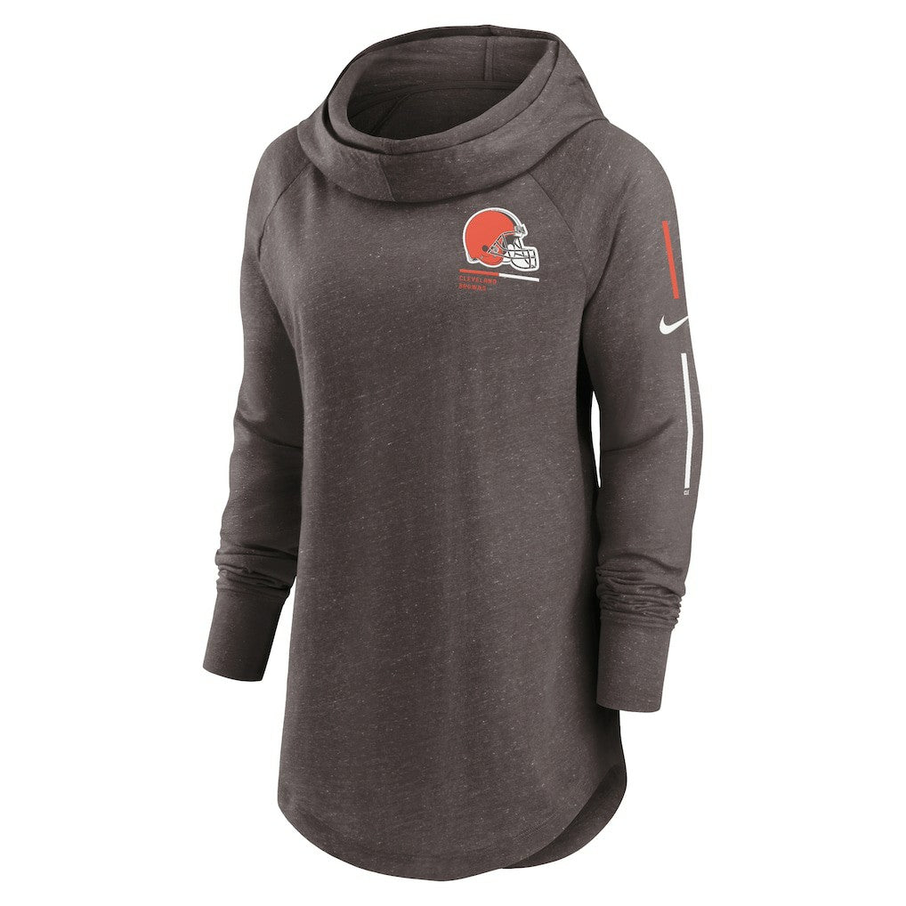 Cleveland Browns Women's Minimal Statement Lightweight Raglan Funnel Neck Pullover Hoodie - Brown - Nike