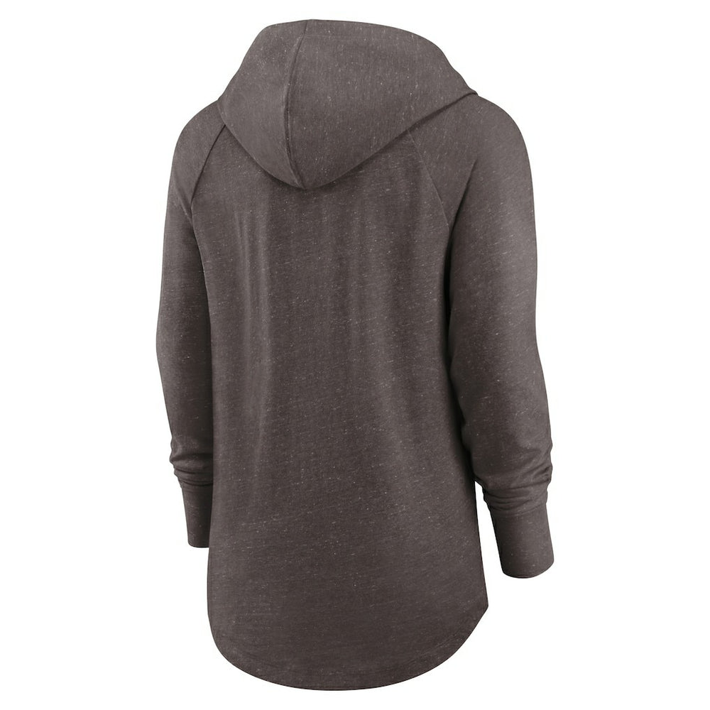 Cleveland Browns Women's Minimal Statement Lightweight Raglan Funnel Neck Pullover Hoodie - Brown - Nike