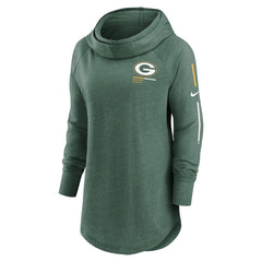 Green Bay Packers Women's Minimal Statement Lightweight Raglan Funnel Neck Pullover Hoodie - Heather Green - Nike