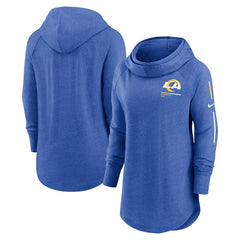 Los Angeles Rams Women's Minimal Statement Lightweight Raglan Funnel Neck Pullover Hoodie - Royal - Nike