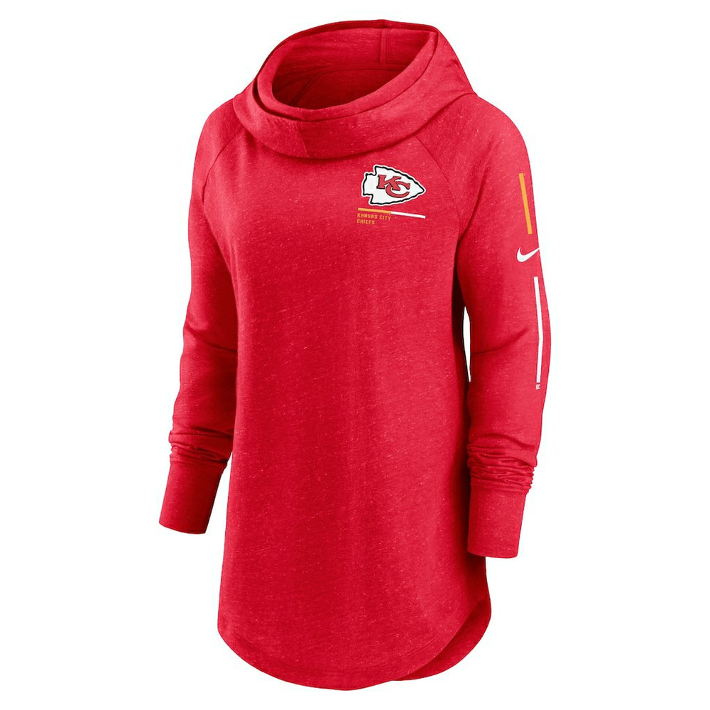 Kansas City Chiefs Women's Minimal Statement Lightweight Raglan Funnel Neck Pullover Hoodie - Red - Nike