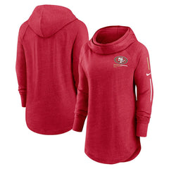 San Francisco 49ers Women's Minimal Statement Lightweight Raglan Funnel Neck Pullover Hoodie - Scarlet - Nike