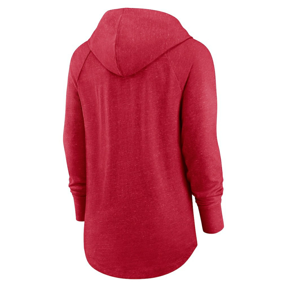 San Francisco 49ers Women's Minimal Statement Lightweight Raglan Funnel Neck Pullover Hoodie - Scarlet - Nike