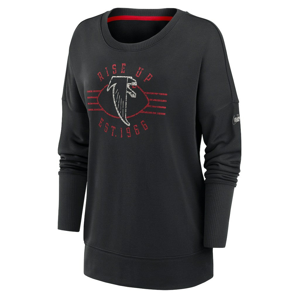 Atlanta Falcons Women's Rewind Playback Icon Performance Pullover Sweatshirt - Black - Nike