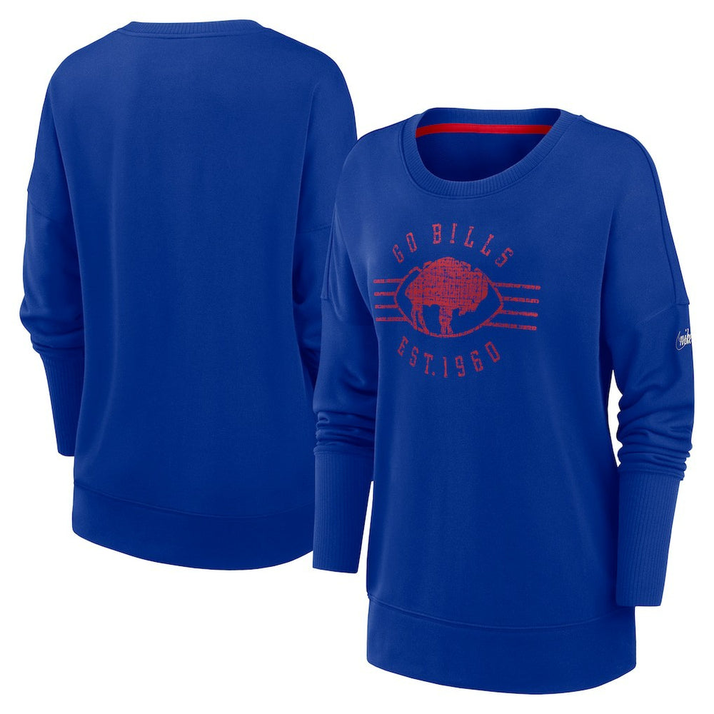 Buffalo Bills Women's Rewind Playback Icon Performance Pullover Sweatshirt - Royal - Nike
