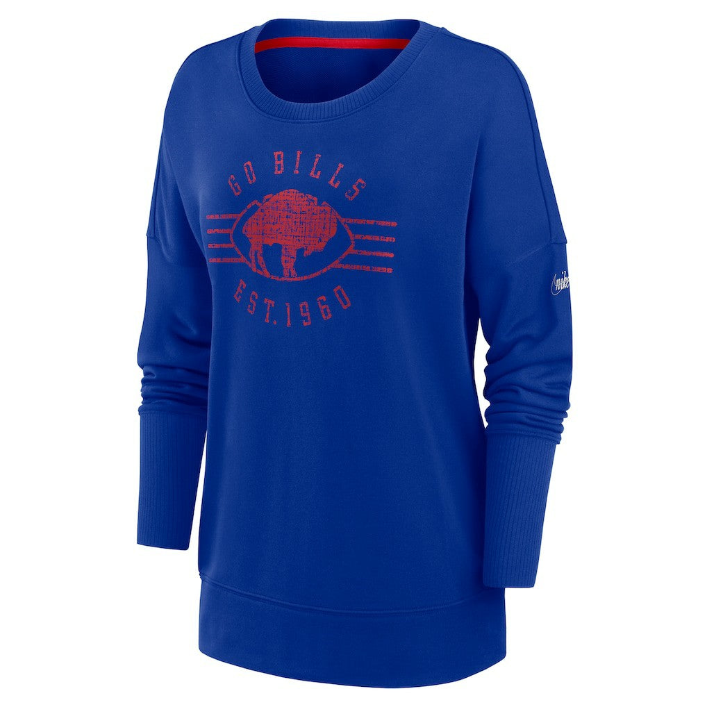 Buffalo Bills Women's Rewind Playback Icon Performance Pullover Sweatshirt - Royal - Nike