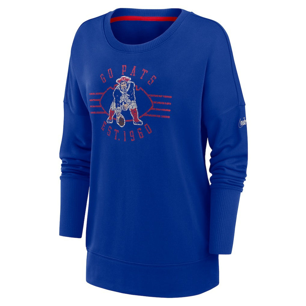 New England Patriots Women's Rewind Playback Icon Performance Pullover Sweatshirt - Royal - Nike