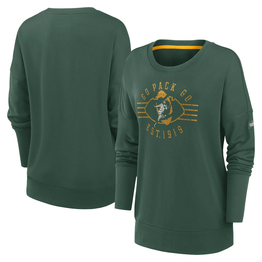 Green Bay Packers Women's Rewind Playback Icon Performance Pullover Sweatshirt - Green - Nike