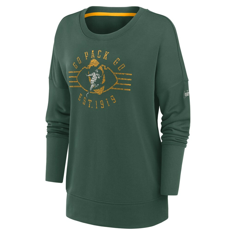 Green Bay Packers Women's Rewind Playback Icon Performance Pullover Sweatshirt - Green - Nike