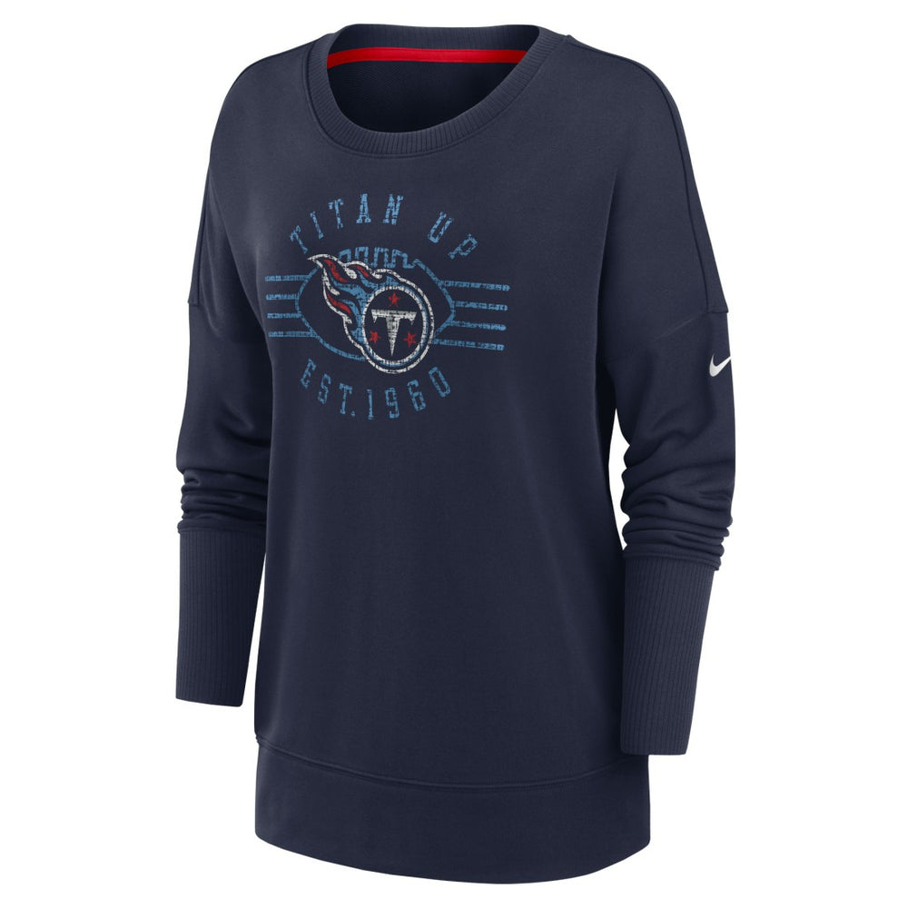 Tennessee Titans Women's Rewind Playback Icon Performance Pullover Sweatshirt - Navy - Nike