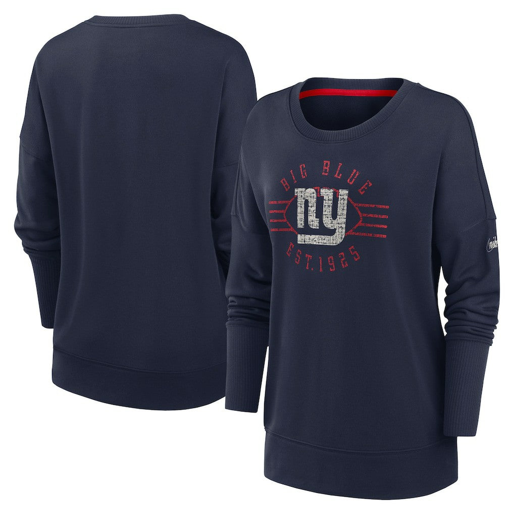 New York Giants Women's Rewind Playback Icon Performance Pullover Sweatshirt - Navy - Nike