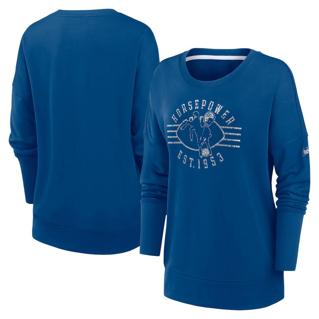 Indianapolis Colts Women's Rewind Playback Icon Performance Pullover Sweatshirt - Royal - Nike