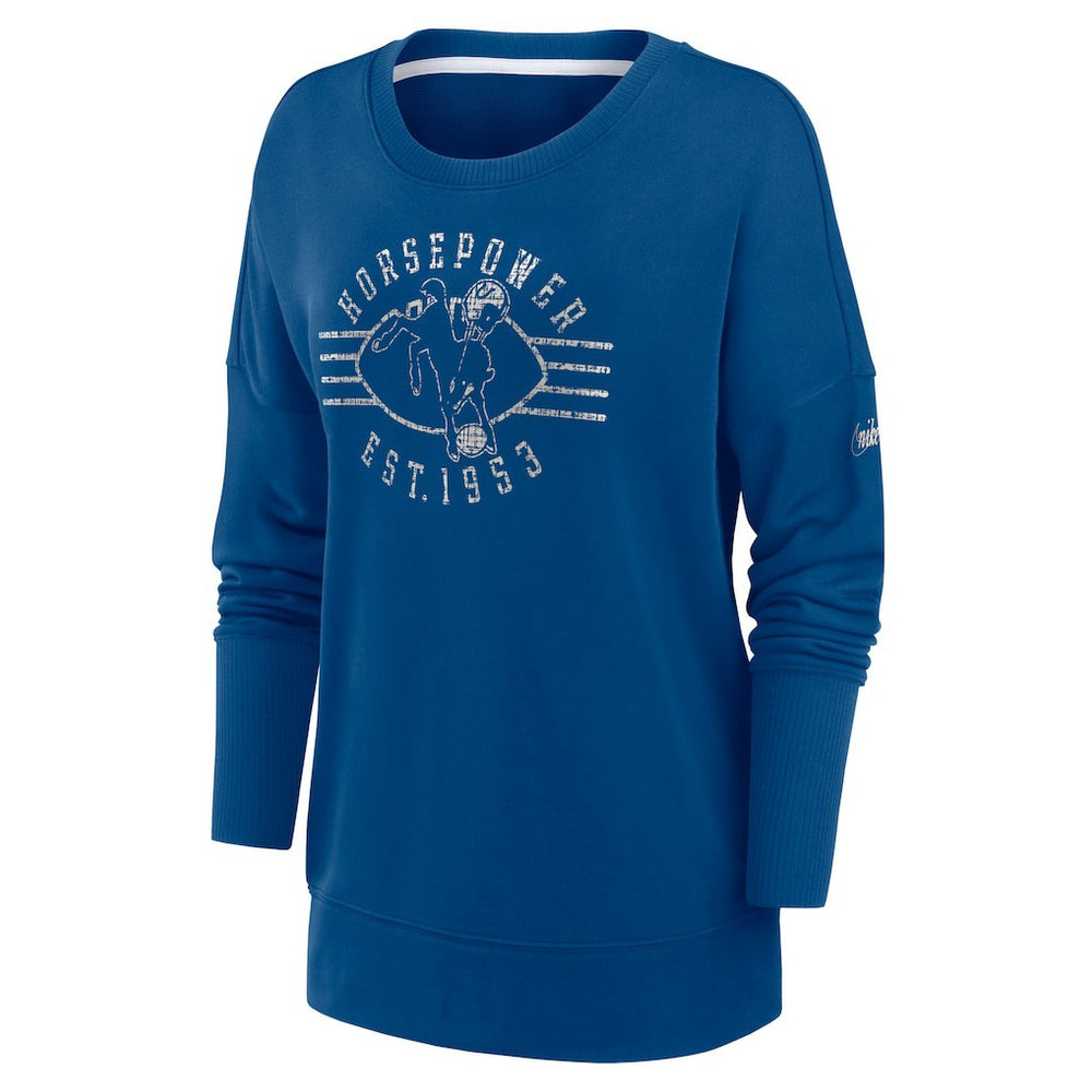 Indianapolis Colts Women's Rewind Playback Icon Performance Pullover Sweatshirt - Royal - Nike