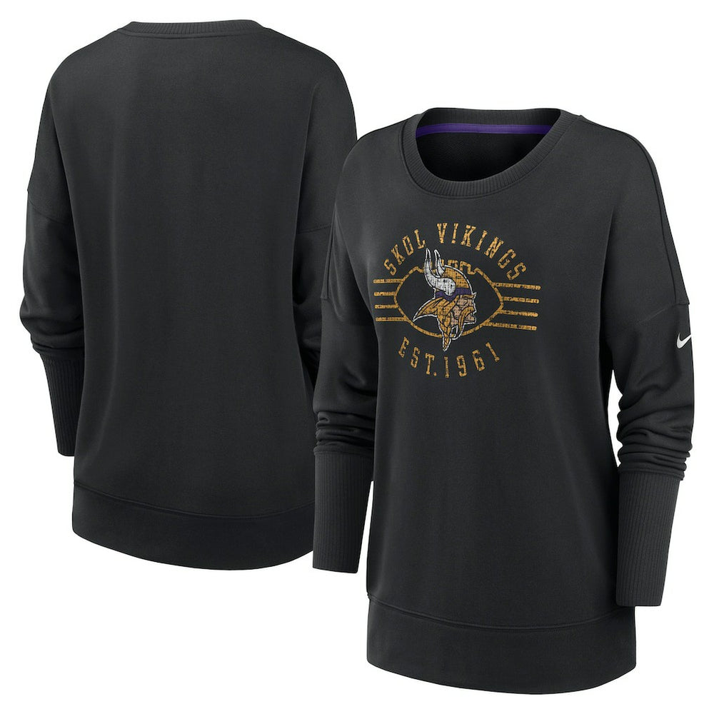 Minnesota Vikings Women's Rewind Playback Icon Performance Pullover Sweatshirt - Black - Nike