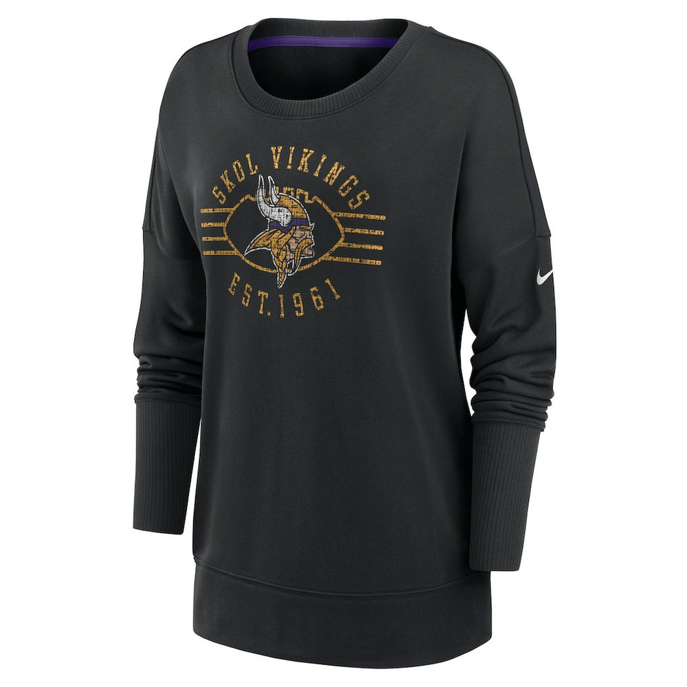 Minnesota Vikings Women's Rewind Playback Icon Performance Pullover Sweatshirt - Black - Nike