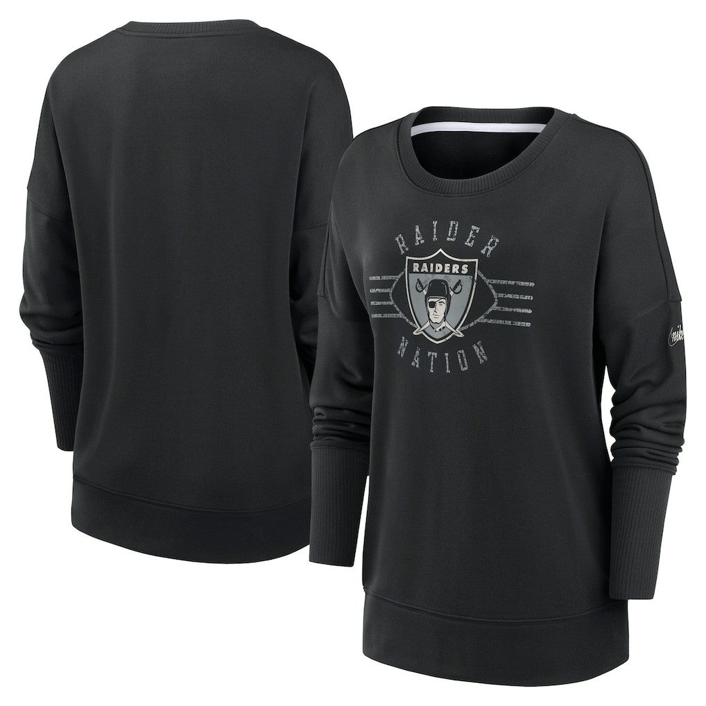 Las Vegas Raiders Women's Rewind Playback Icon Performance Pullover Sweatshirt - Black - Nike