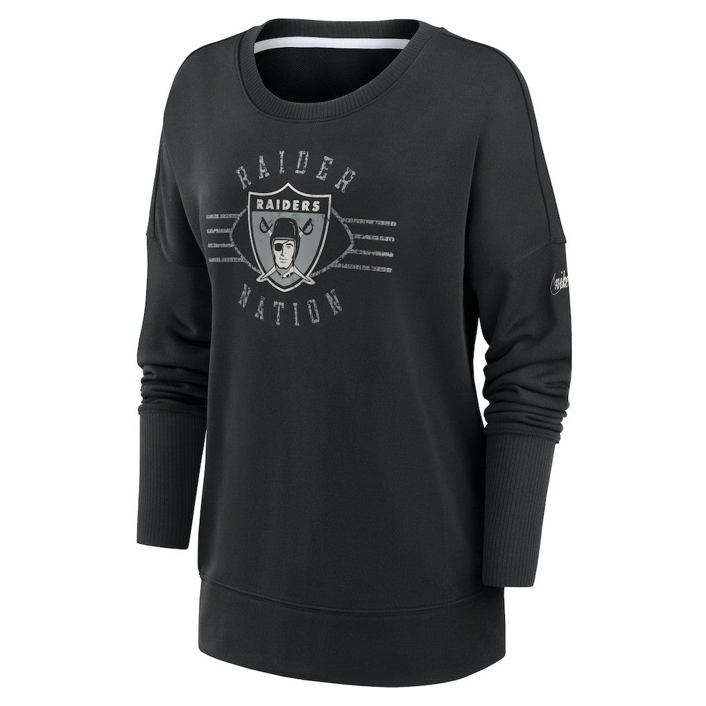 Las Vegas Raiders Women's Rewind Playback Icon Performance Pullover Sweatshirt - Black - Nike