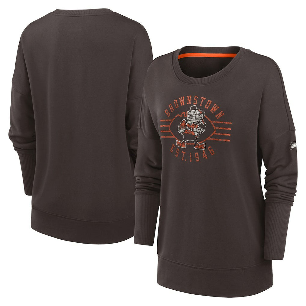 Cleveland Browns Women's Rewind Playback Icon Performance Pullover Sweatshirt - Brown - Nike