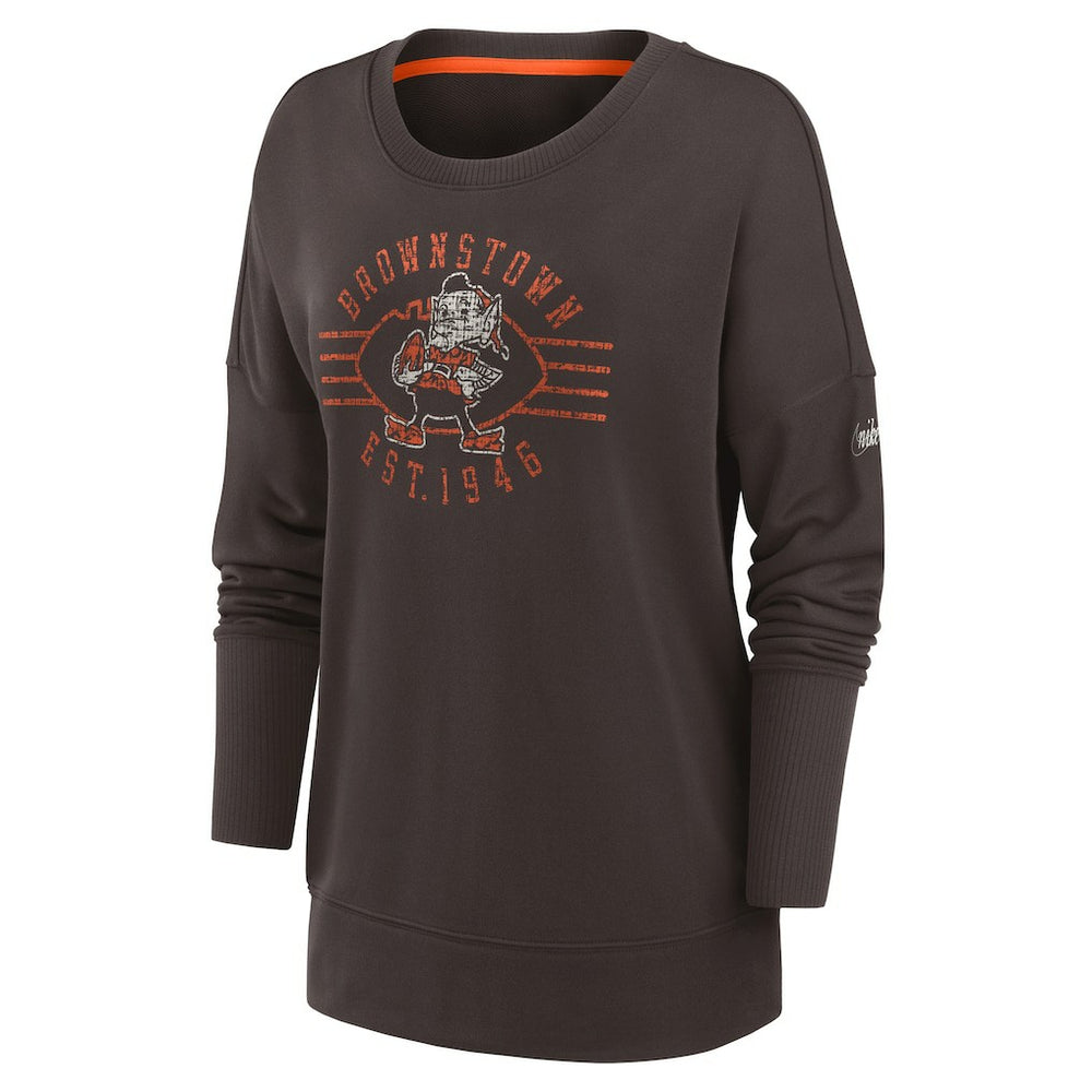 Cleveland Browns Women's Rewind Playback Icon Performance Pullover Sweatshirt - Brown - Nike