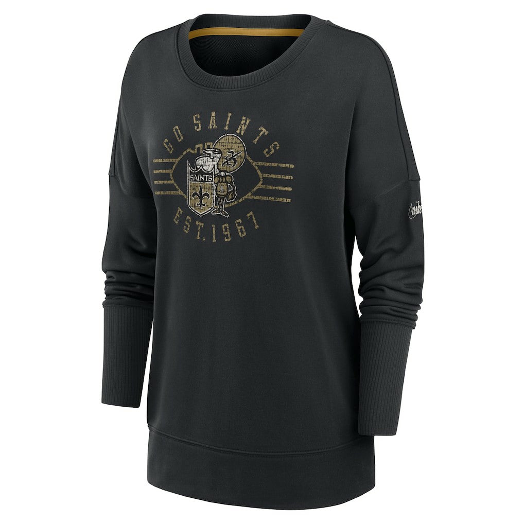 New Orleans Saints Women's Rewind Playback Icon Performance Pullover Sweatshirt - Black - Nike