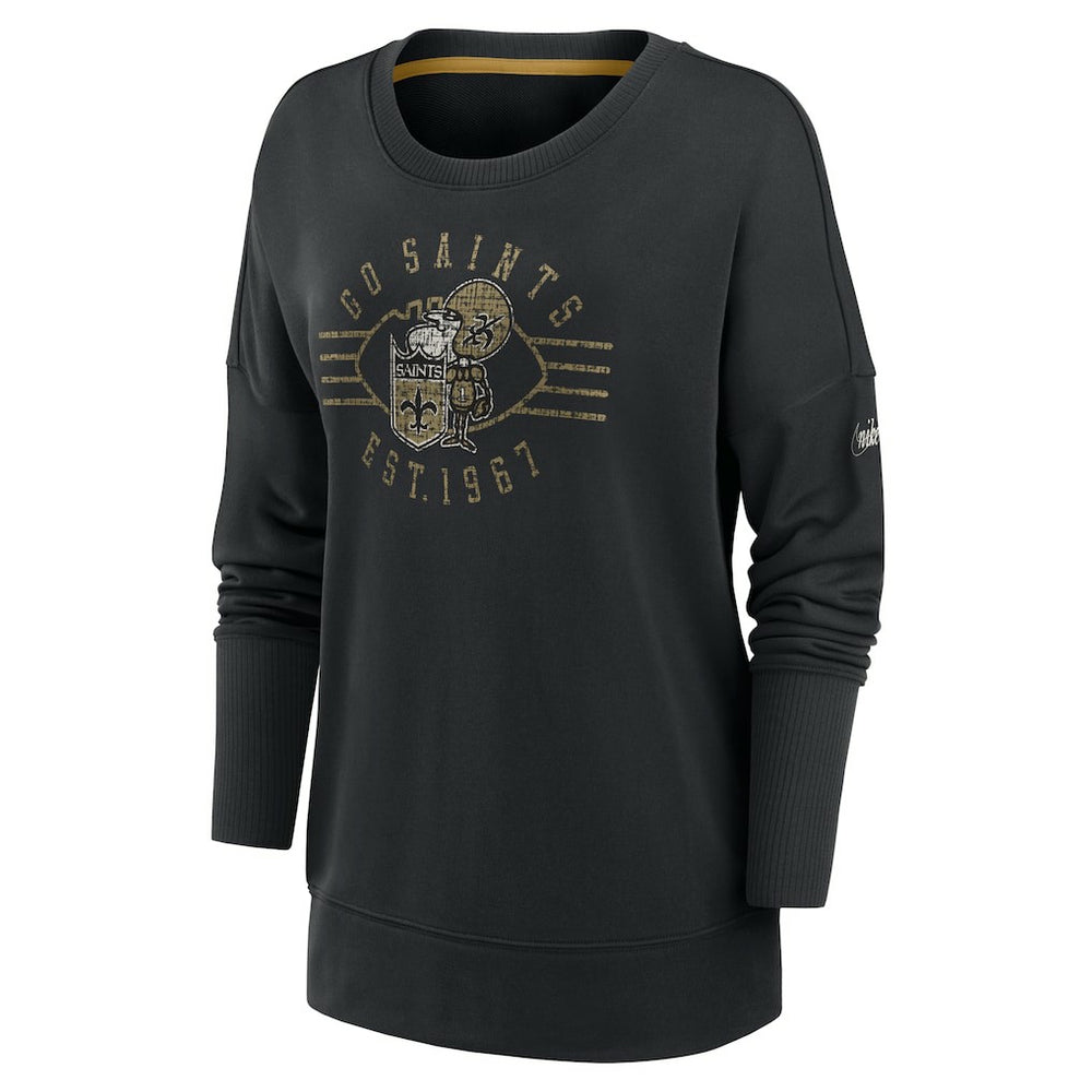 New Orleans Saints Women's Rewind Playback Icon Performance Pullover Sweatshirt - Black - Nike