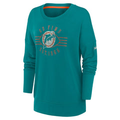 Miami Dolphins Women's Rewind Playback Icon Performance Pullover Sweatshirt - Aqua - Nike