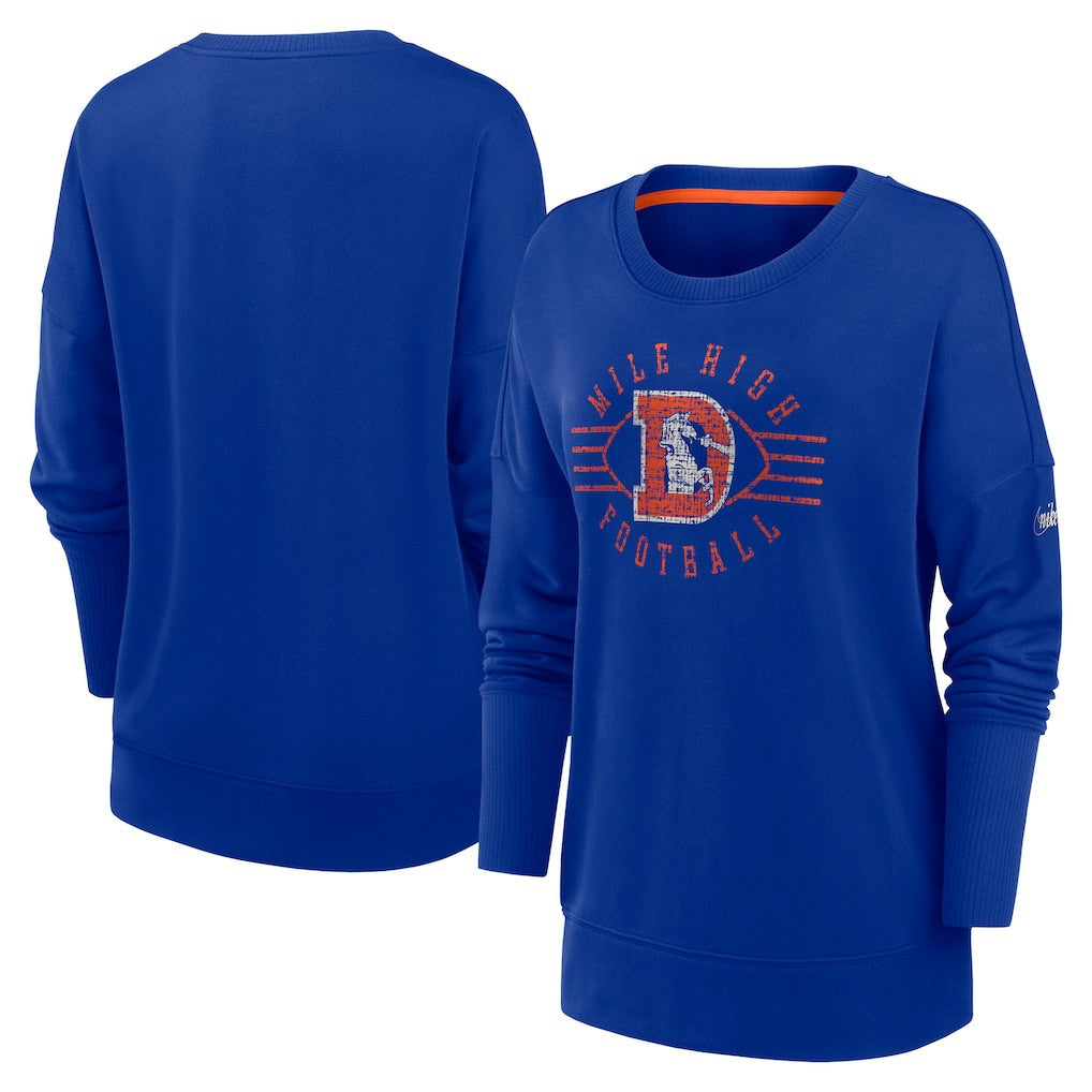 Denver Broncos Women's Rewind Playback Icon Performance Pullover Sweatshirt - Royal - Nike